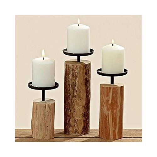 Candelabro Boltze Tempe Vintage, conjunto de 3, marrón madera