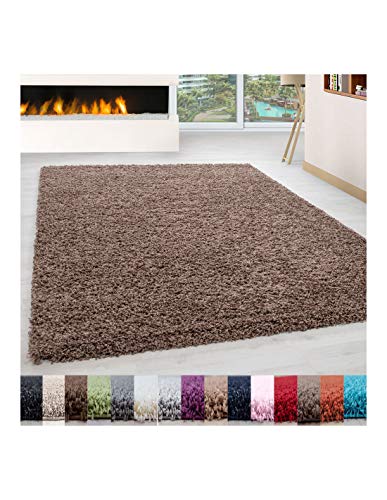 Carpet 1001 Pelo Largo Peluda Shaggy Sala de Estar Alfombra de Diferentes Tamaños y Colores - Mocca, 300x400 cm