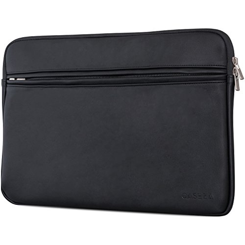 CASEZA "Boston Funda Ordenador MacBook Air 13 y Pro 13 Piel sintética Negra - Estuche Premium para Notebook 13" - Bolso también para Microsoft Surface Book - Protección Suave y Estilo clásico