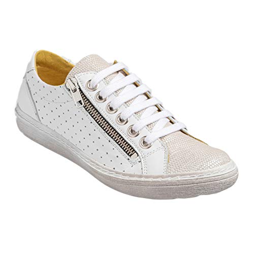 Chacal Shoes - Zapatos Casual de Mujer - máximo Confort - Zapatos Casual de Cuero 100% - Fácil Calzado - Color Blanco en Talla EU 39