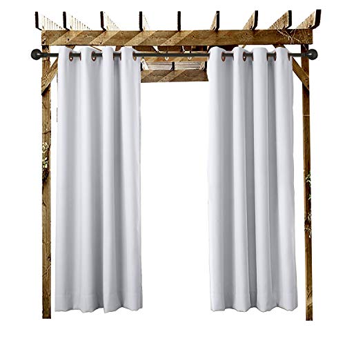 ChadMade Cortinas Terraza Exterior Blanco 305 An X 213 L CM Cortina Opaca con Ojal para el Porche Delantero Pérgola Cabaña Patio Cubierto Gazebo Dock y Beach Home (1 Pieza)