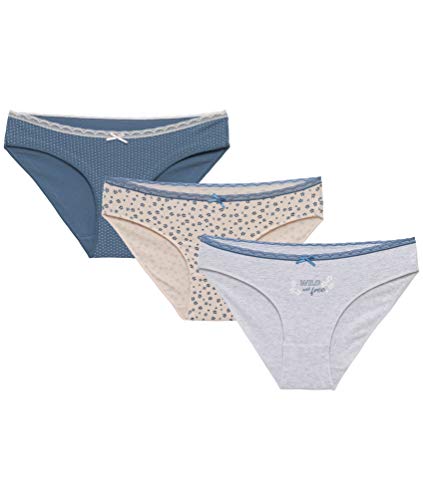 Channo Pack de 3 Bragas de Algodón Mujer con Estampados Diferentes Cómodas y Suaves (Wild and Free, S)