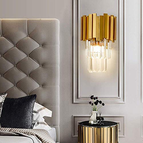 CHHD Lámpara de Pared de Cristal Europea con luz cálida Dorada de 20 * 31 cm de Alto Gusto, Pasillo, Comedor, Sala de Estar, Dormitorio, cabecera Delicada