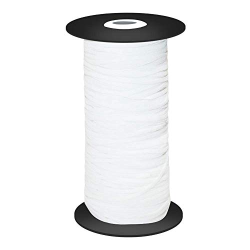 Cinta de goma ancha de 3 mm x 145 m con alta elasticidad, cuerda elástica para la colada, cinta plana para manualidades, costura y manualidades (blanco)