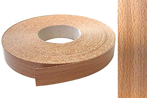 Cinta de melamina para bordes, 22 mm x 10 m, con pegamento termofusible, color haya