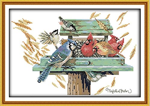 Cleana Arts Kits de punto de cruz, pájaros 'love nido, 11 ct, 52 cm x 37 cm