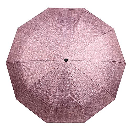 Creativa Dril de algodón Azul de Tres Pliegues sombrilla automática Negro Umbrella Shaping Retra de Cuero empuñadura abatible Paraguas A Prueba de Viento portátil Reforzado de Protecci