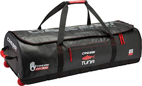 Cressi Tuna Dry Wheel Bag Bolsa Grande Impermeable con Ruedas, Unisex-Adult, Negro/Rojo, 120 L