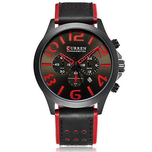 CURREN 8244 Marca de Lujo Deportes cronógrafo Hombres Relojes Moda Relojes de Pulsera Casuales para Cuero