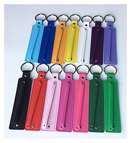 DAXINYANG Colorful Linght 50 unids (8 + 30) Ancho * Longitud de 130 mm Longitud Anillos de Llave de Cuero/llaveros Encajan con Encanto de Clavijas de 8 mm, Letras deslizantes de 8 mm