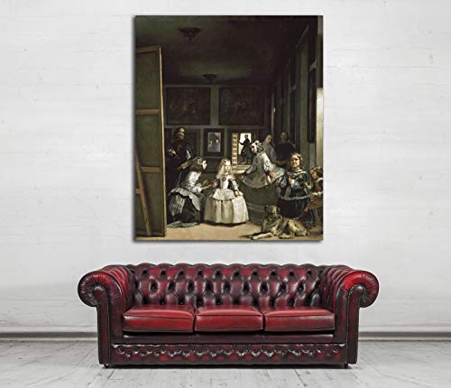 Desconocido Cuadro Lienzo Las Meninas - Familia de Felipe IV - Diego Velazquez 1656 – Varias Medidas - Lienzo de Tela Bastidor de Madera de 3 cm - Impresion Alta resolucion (103, 120)