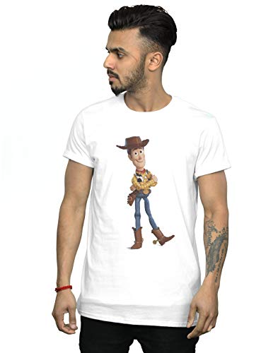 Disney Hombre Toy Story 4 Sherrif Woody Camiseta Blanco X-Large