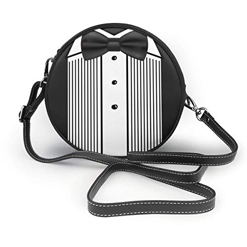 DJNGN Cartera redonda cruzada Bow N Tie Tuxedo Bolso bandolera Bolso circular Bolso mensajero para niña