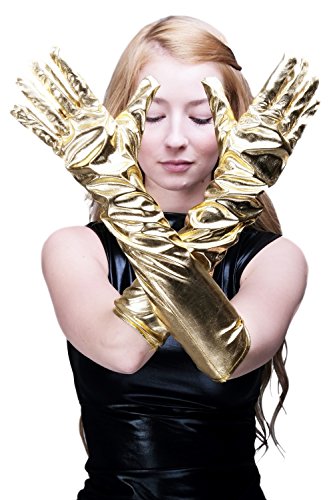 dressmeup Dress ME UP - Carnaval Guantes geniales para Mujeres Largos Burlesco Color Dorado Estilo futurista Z073