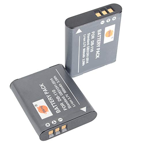 DSTE® 2pcs 3.7V 900mAh DB-110 Repuesto Batería Compatible para Ricoh GR III,Ricoh WG-6,Ricoh G900,Ricoh G900SE cámara