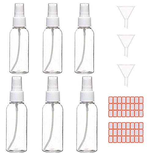 EasyULT 6 Piezas 100ml Bote Spray Botellas Vacía De Plástico Transparentes Contenedor de Pulverizador, Niebla Fina Atomizador de Viaje Conjunto de Botella