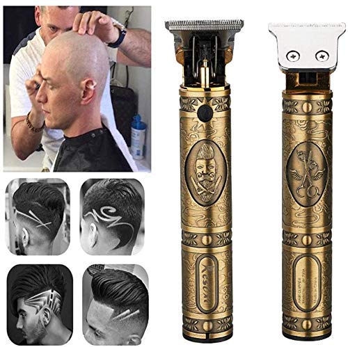 EKUPUZ Outliner Recortadora de corte inalámbrico recargable de corte cerrado para hombres de 0 mm calvo, cortadora de pelo con detalle cero huecos para barbero, color dorado