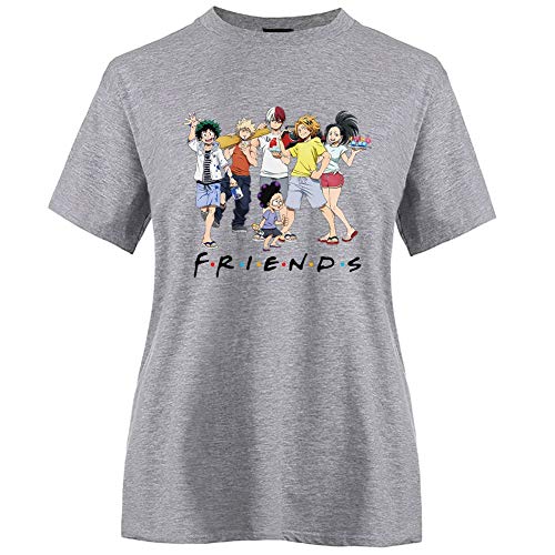 Elibeauty Lunanana My Hero Academia Camiseta de tela de poliéster impresa camiseta de manga corta Tops para niñas mujeres