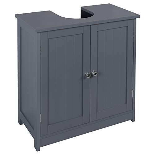 eSituro Mueble Bajo Lavabo Armario de Suelo para Baño Mueble de Baño Organizador Estante de Baño Armario de Almacenamiento, MDF Gris 60x30x60cm SBP0045