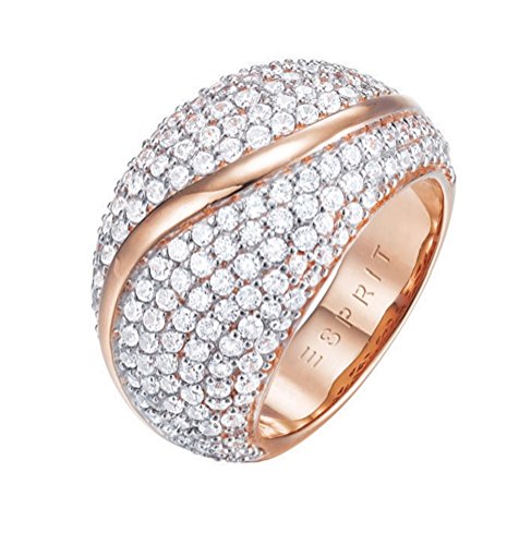 ESPRIT - Anillo para mujer con circonita, talla 17 color oro rosa