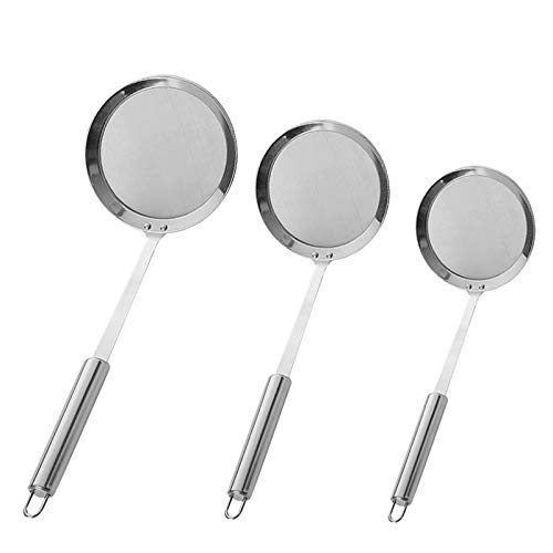 Espumaderas de Cocina 3 PZ Colador de Acero Inoxidable Malla Fina de Acero Inoxidable Filtros de Malla Fina Coladores Acero Inoxidable con Manija Herramienta de Cocina para Grasa Estofado de Espuma