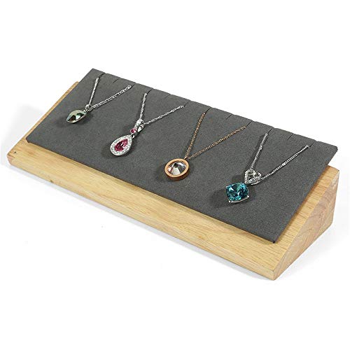 Estante de la joyería Anillos Pendientes titular del escaparate de terciopelo superficie de madera maciza joyería soporte de exhibición Para la joyería pantalla ( Color : Gray , Size : 20x8x5.5cm )