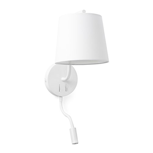 Faro Barcelona 29329 - BERNI Aplique LED, 20W^3W, cuerpo de metal y pantalla de tela, color blanco