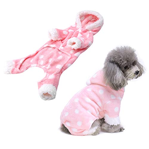 Felenny Ropa de Mono para Mascotas Pijamas de Perritos de Franela Suave Invierno Cálido Ropa con Capucha de Moda Adecuada para Perros Cachorros Gatos Otros Animales Pequeños Y Medianos