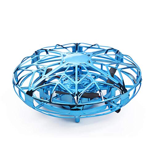 Flying Toys, Mini Drone Toy UFO juguete RC volador pelota, helicóptero cuadricóptero con mando a distancia y luz LED, 360 ° giratorio inteligente Induction Flying Ball para niños o adultos, azul