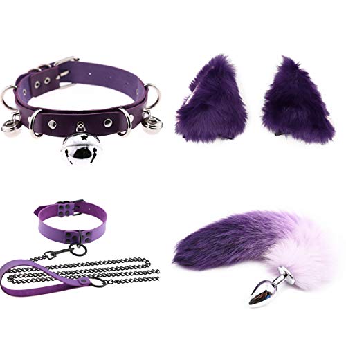 forocean ® Fluffy Faux Fox Tail B-ü ~ t`t Pl-ù`g T-ö-ys y Orejas de Gato de Felpa multifunción Horquilla y Cuerpo de Campana Massag Massa Accesorios de Cosplay para Juegos de rol en Pareja (Tail-S)