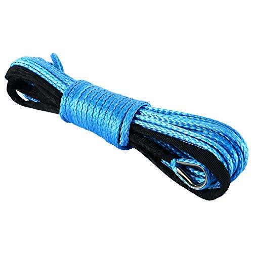 FreeTec Cuerda Sintética 7700lbs Cabrestante Manual con Ganchos Para ATV UTV Offroad, 6 MM x 15 M