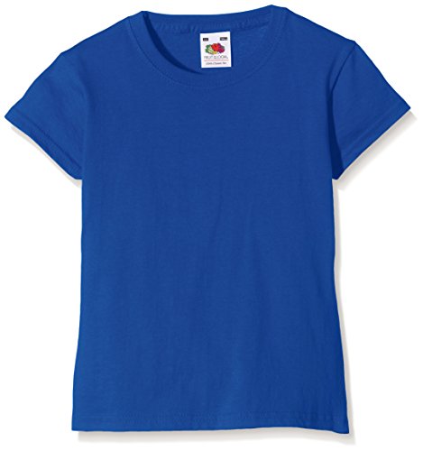 Fruit of the Loom - SS079 - Camiseta de manga corta con cuello redondo para niñas Azul Azul (Royal Blue 51) 3-4 Años