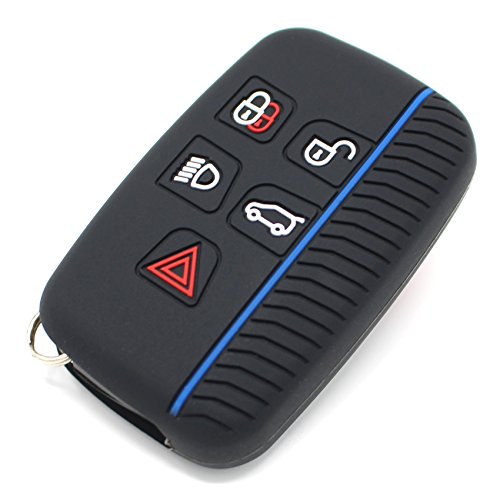 Funda de silicona para llave de coche con 5 botones, color negro y azul