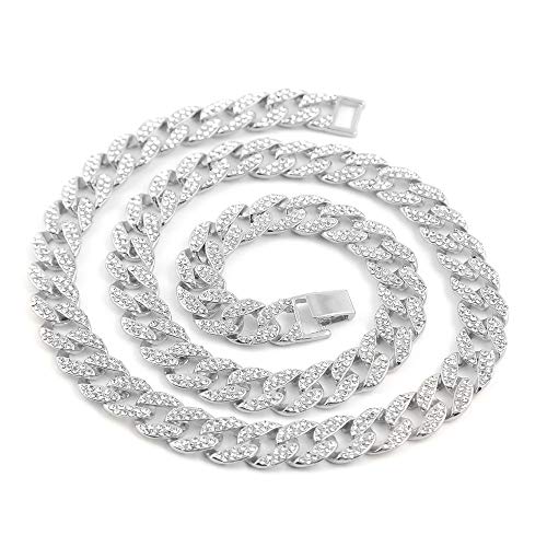 Gargantilla de diamantes simulados Cadena de 14 mm para hombre de hip hop totalmente helada Miami Cuban Link Collar de diamantes simulados