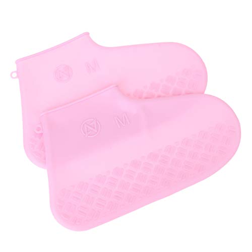 Garneck Cubierta de Zapatos de Silicona Cubierta de Zapatos Reutilizables Impermeables Botas Protectores Protector Antideslizante para Ciclismo de Campamento Al Aire Libre (Tamaño Rosa M)