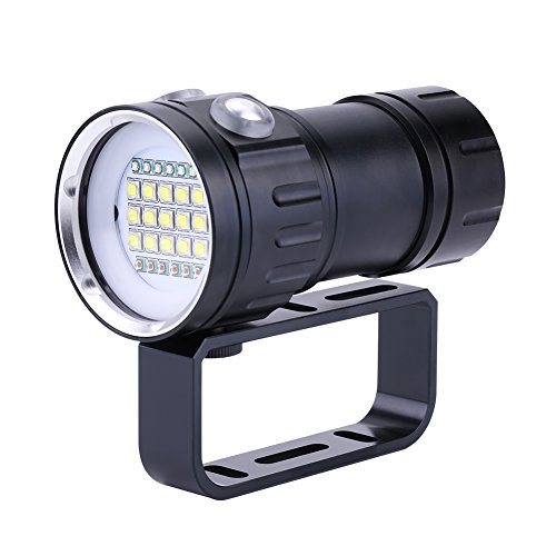 Garsent Linterna subacuática de Buceo Profesional, PX8 18000lm 500M Linterna lámpara Impermeable para fotografía subacuática 3 Colores - 7 Modos - 80 Metros Impermeable - 400 Metros Rango de luz