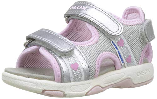 Geox B Sandal Multy Girl, Sandalias Niñas, Silver/Pink C0566, 21 EU