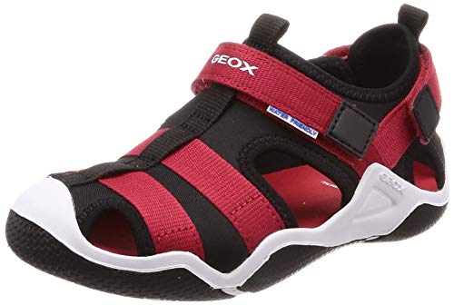 Geox Jr Wader A, Sandalias Punta Cerrada para Niños, Rojo (Black/Red C0048), 31 EU