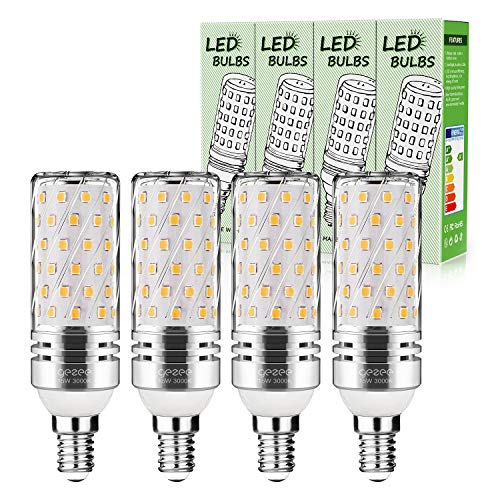 Gezee LED Plata Maíz Bombillas 15W E14 3000K Blanco Cálida LED Candelabros bombillas, 120 W Bombilla Incandescente Equivalente, 1500Lm, LED vela Bombillas No regulables(4 Packs)