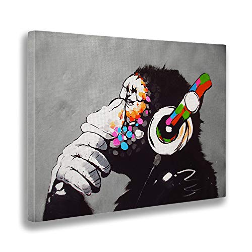 Giallobus - Pintura - Banksy - DJ Monkey - Tela Canvas - 100x70