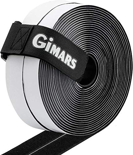 Gimars adhesivo ancho 20mm * 8M adhesivo tela doble cara Fijación segura para trabajos manuales y de bricolaje / Equipado con cierre con hebilla para organizar, Negro