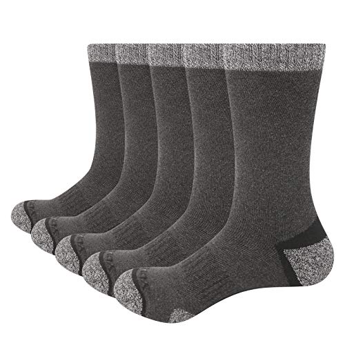 GiveGift YUEDGE Calcetines Algodon Hombre Gruesos Invierno Deportes Termicos Senderismo Trabajo Calcetines Gris 5 Pack XL