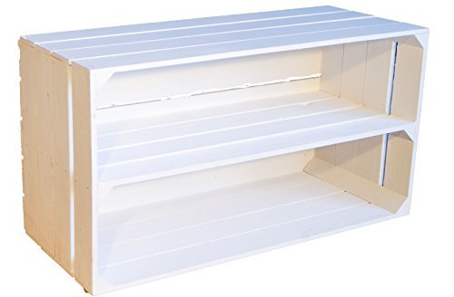 grande caja de fruta " TOSCA " Blanco/Natural/Flameado con larga einlageboden / Tabla INTERMEDIA aprox 75x40x26cm / DEL Estante Cajón Manzana/ Vino Almacenaje almacenamiento - Blanco, ca 75x40x26cm