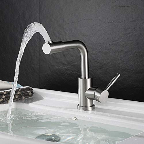 Grifo de lavabo de baño, barra de acero inoxidable, grifo de lavabo, mezclador, grifo de cocina pequeño, grifo de níquel cepillado-C