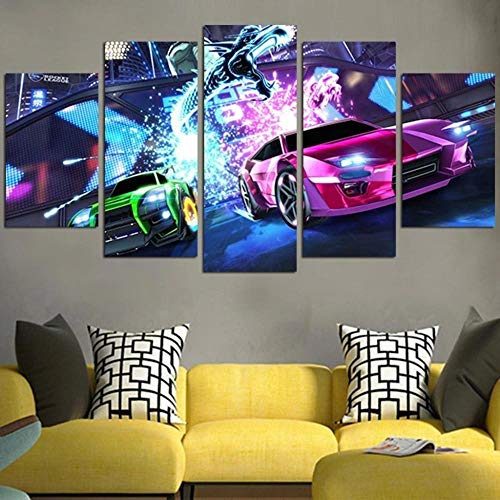 GSDFSD 5 Piezas Nueva Caja De Rocket League De Arte De Pared Impresión En Lienzo Animal Arte Moderno para Decoración del Hogar