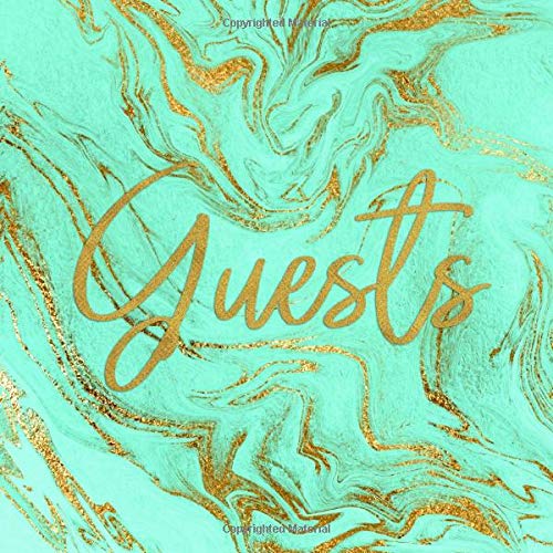 Guests: Mint and Gold Marble Guest Book - Elegant Sign in Book & Keepsake for Wedding, Baby Shower, Birthday Party or Other Event with Space Guests ... for Name and Address - Square Size 8.25x8.25
