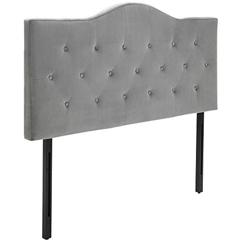 HOMCOM Cabecero de Cama de Madera Tapizado Capitoné para Cama de 150 cm Acolchado de Esponja Cómodo con Patas de Madera de Caucho 153x8x134 cm Gris