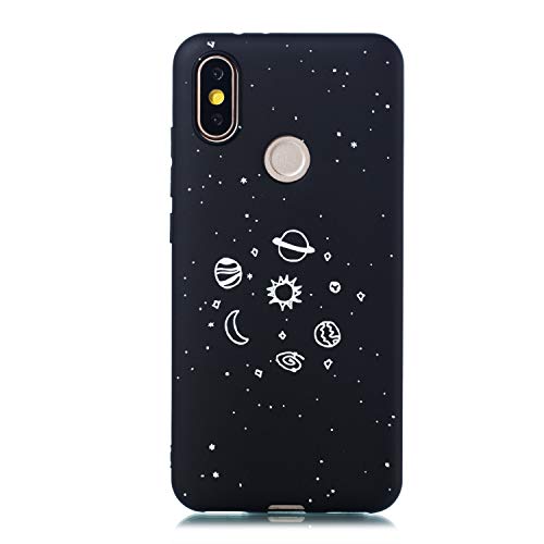 HopMore Compatible con Funda Xiaomi Mi A2 Silicona Negro Antigolpes Dibujos Espacio Universo Creativo Gracioso TPU Carcasa Resistente Ultrafina Slim Case Caso Cover Protección - Sistema Solar