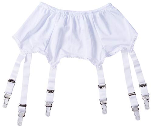 Huyghdfb Anaike Womens Suspender Garter Belt High-Waisted Suspender 6-Strap Belts for Stockings (White, S)