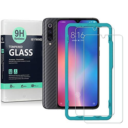 Ibywind Protector de Pantalla para Xiaomi Mi 9 / Mi 9 Pro 5G [2 Piezas],con Atrás Pegatina Protectora Fibra de Carbono,Incluyendo Kit de instalación fácil